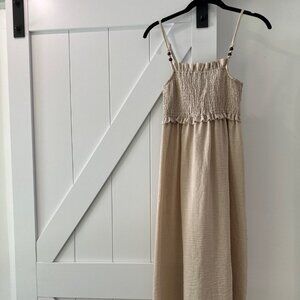 ZARA NWT XS Smocked Midi Dress with Beads